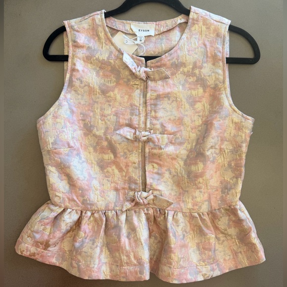 heyson Tops - Pastel Peplum Tie Top with Bow Accents | Size Small | NWT